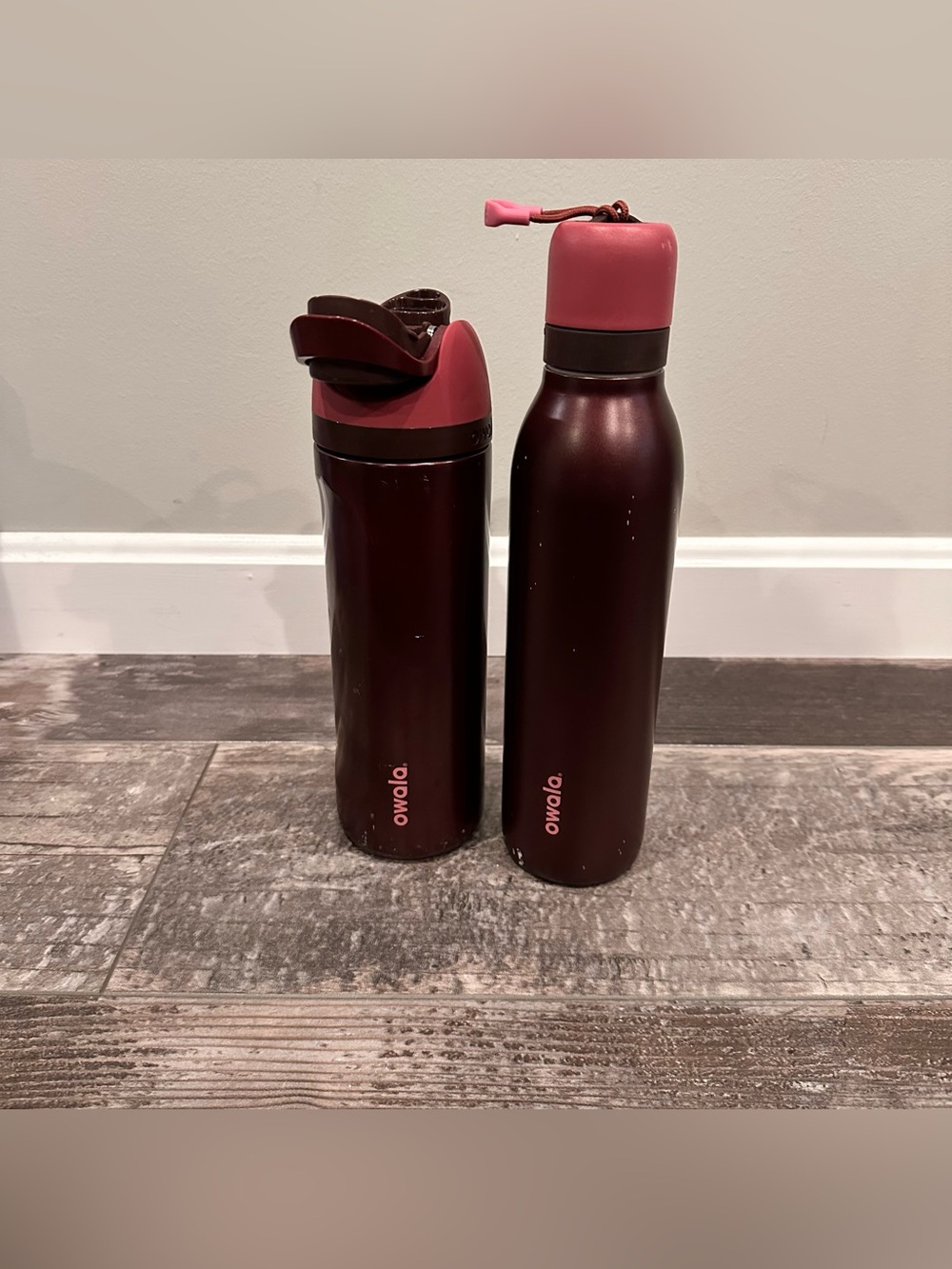 Owala Free Sip & Free Sip Twist Water Bottles Both in Black Cherry